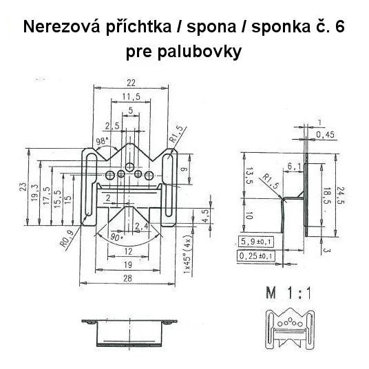Nerezová spona A2 pre obklady UTV / Panel Systém
